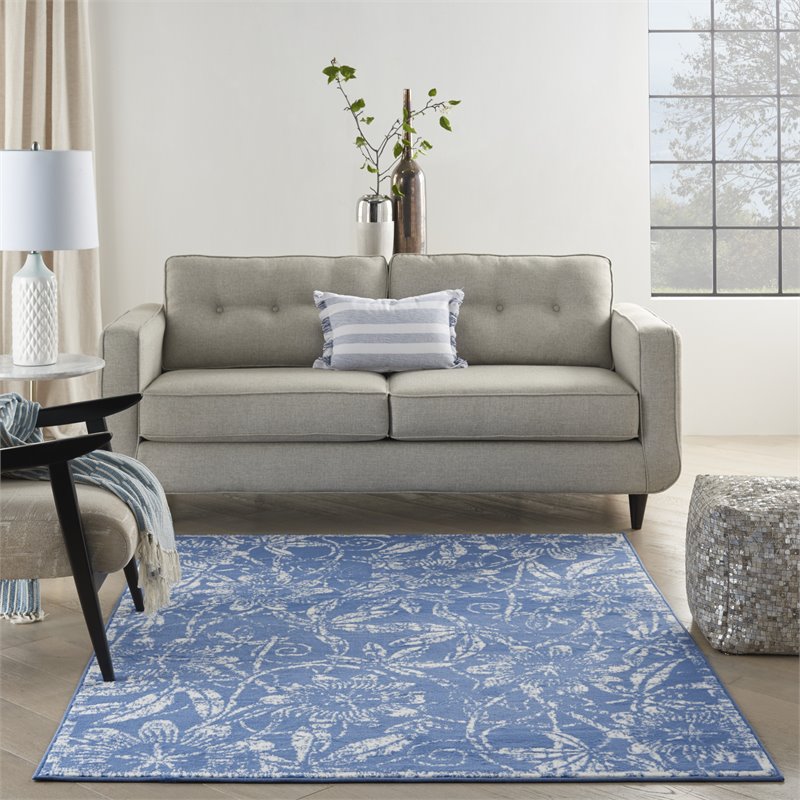 Nourison Whimsicle 4' x 6' Blue Fabric Farmhouse Area Rug (4' x 6')