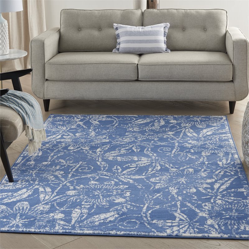 Nourison Whimsicle 4' x 6' Blue Fabric Farmhouse Area Rug (4' x 6')
