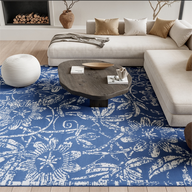 Nourison Whimsicle 8' x 10' Blue Fabric Farmhouse Area Rug (8' x 10')
