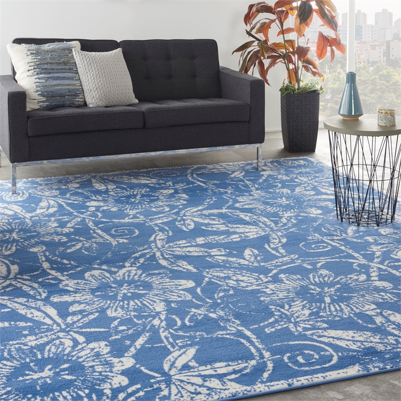 Nourison Whimsicle 8' x 10' Blue Fabric Farmhouse Area Rug (8' x 10')