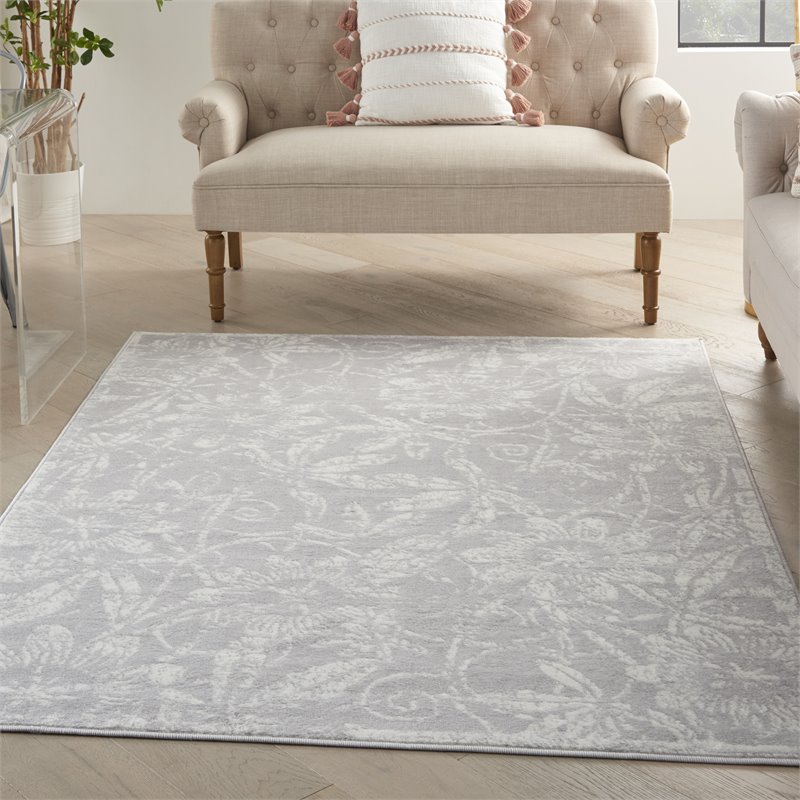 Nourison Whimsicle 4' x 6' Gray Fabric Farmhouse Area Rug (4' x 6')