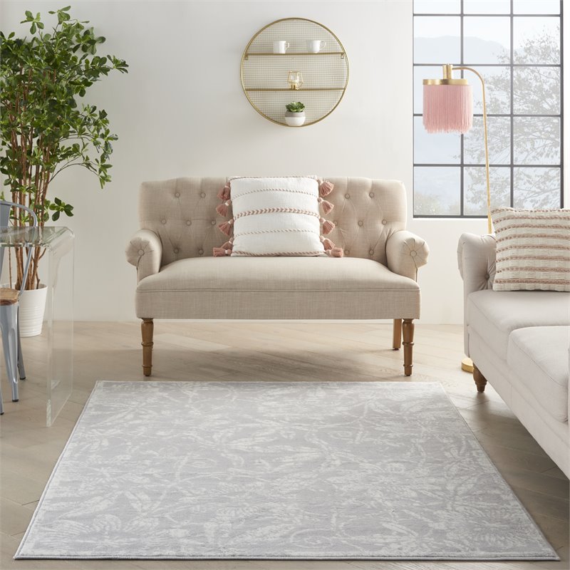 Nourison Whimsicle 5' x 7' Gray Fabric Farmhouse Area Rug (5' x 7')