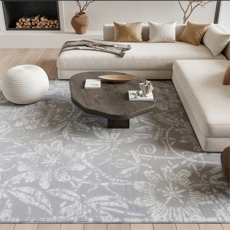 Nourison Whimsicle 6' x 9' Gray Fabric Farmhouse Area Rug (6' x 9')
