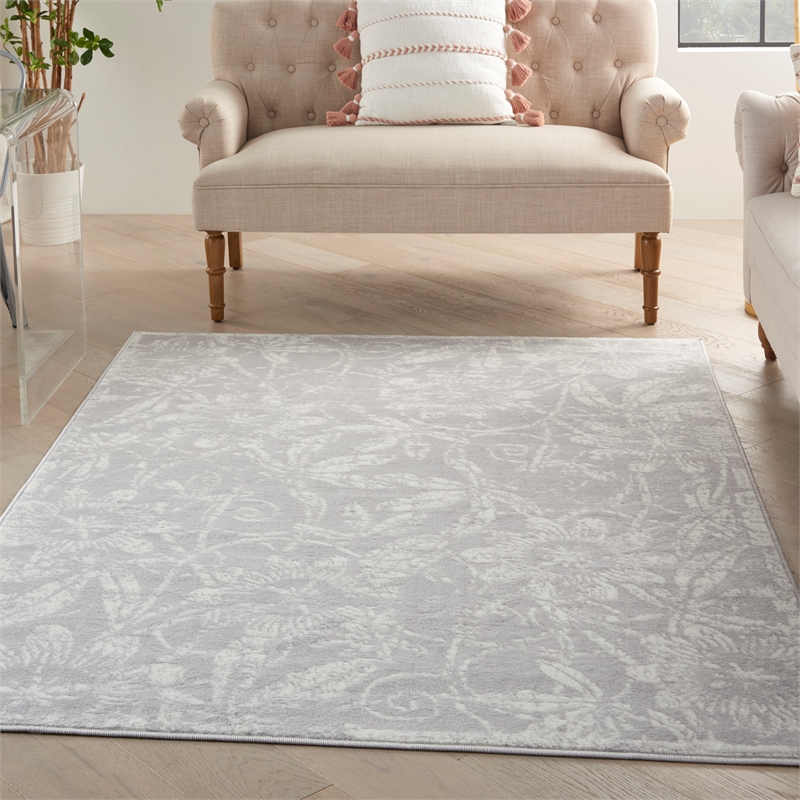 Nourison Whimsicle 6' x 9' Gray Fabric Farmhouse Area Rug (6' x 9')