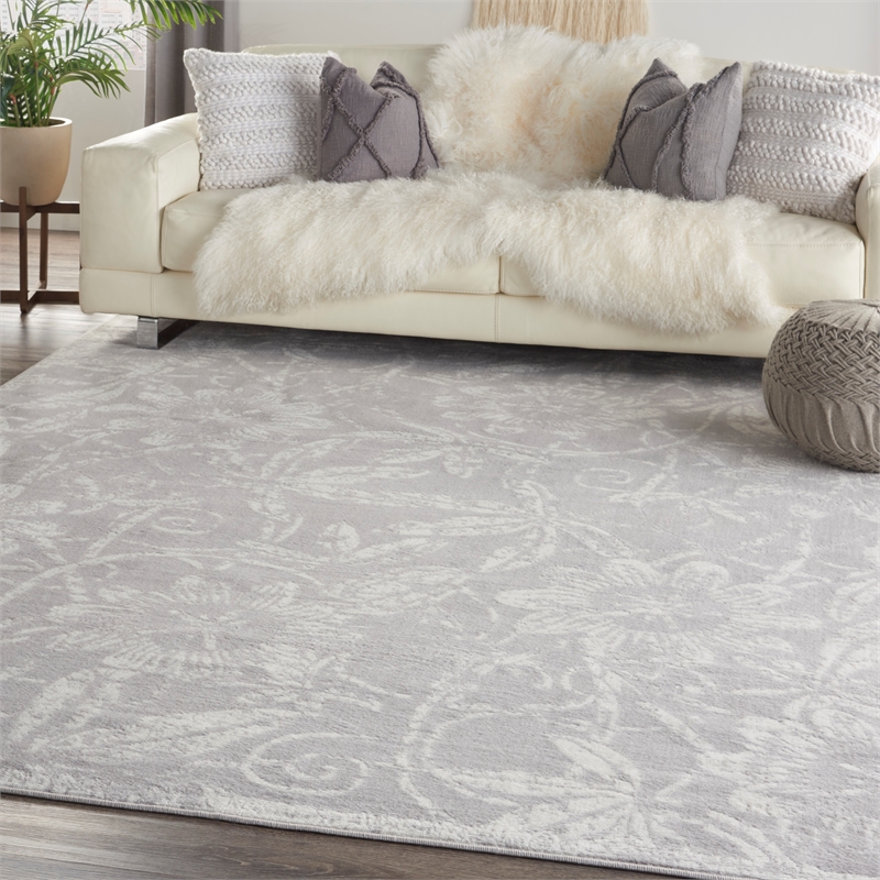 Nourison Whimsicle 7' x 10' Gray Fabric Farmhouse Area Rug (7' x 10')