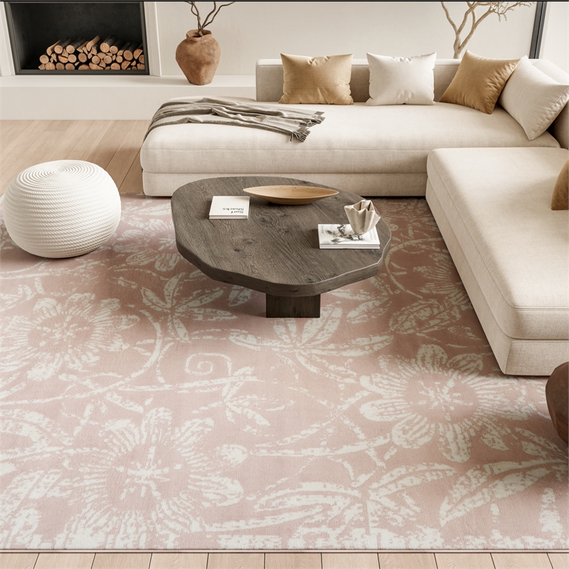 Nourison Whimsicle 7' x 10' Pink Fabric Farmhouse Area Rug (7' x 10')
