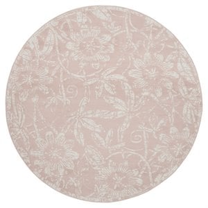 Nourison Whimsicle 8' x Round Pink Fabric Farmhouse Area Rug (8' Round)