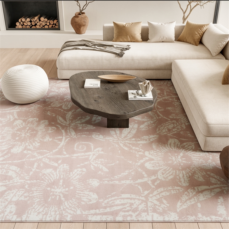 Nourison Whimsicle 8' x 10' Pink Fabric Farmhouse Area Rug (8' x 10')