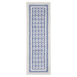 Nourison Whimsicle 24x96&quot Runner Fabric Geometric Area Rug in Blue/Ivory