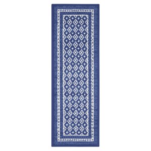Nourison Whimsicle 24x96&quot Runner Fabric Geometric Area Rug in Ivory/Navy