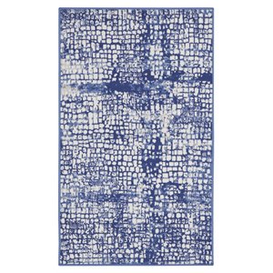Nourison Whimsicle 36x60&quot Rectangle Fabric Geometric Area Rug in Navy