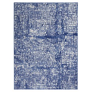 Nourison Whimsicle 48x72&quot Rectangle Fabric Geometric Area Rug in Navy