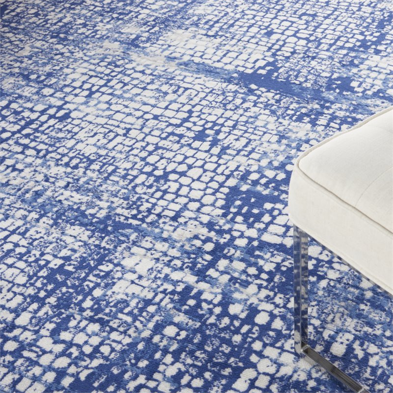 nourison whimsicle 84x120&quot rectangle fabric geometric area rug in navy