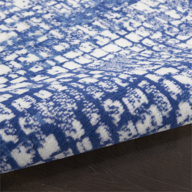 nourison whimsicle 84x120&quot rectangle fabric geometric area rug in navy