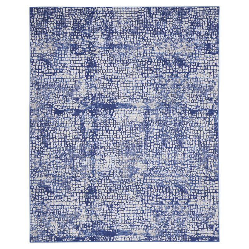 Nourison Whimsicle 84x120&quot Rectangle Fabric Geometric Area Rug in Navy