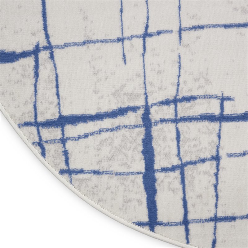 nourison whimsicle 96x96&quot round fabric abstract linear area rug in ivory