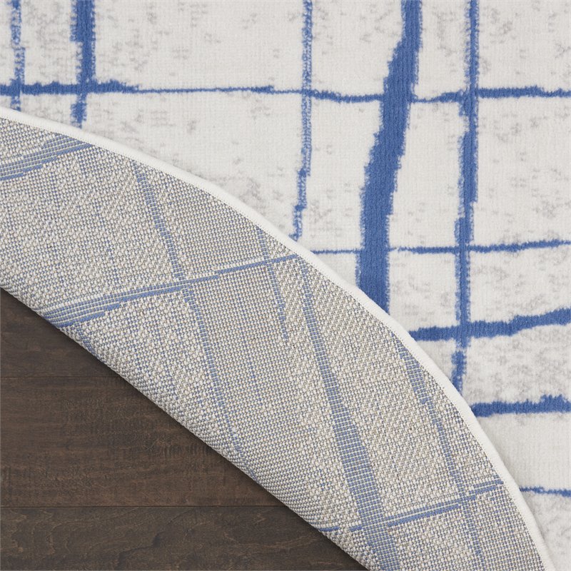 nourison whimsicle 96x96&quot round fabric abstract linear area rug in ivory