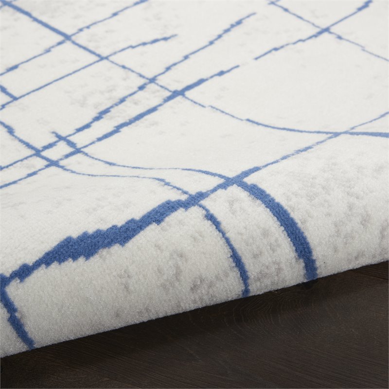 nourison whimsicle 96x96&quot round fabric abstract linear area rug in ivory