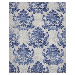 Nourison Whimsicle 84x120&quot Rectangle Fabric Damask Area Rug in Navy