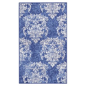 Nourison Whimsicle 36x60&quot Rectangle Fabric Damask Pattern Area Rug in Navy
