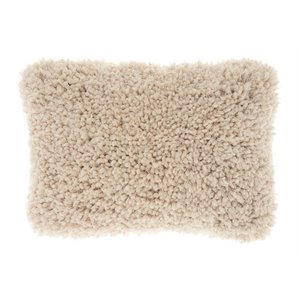 Nourison 14x20&quot Rectangle Fabric Lush Yarn Shag Throw Pillow in Beige