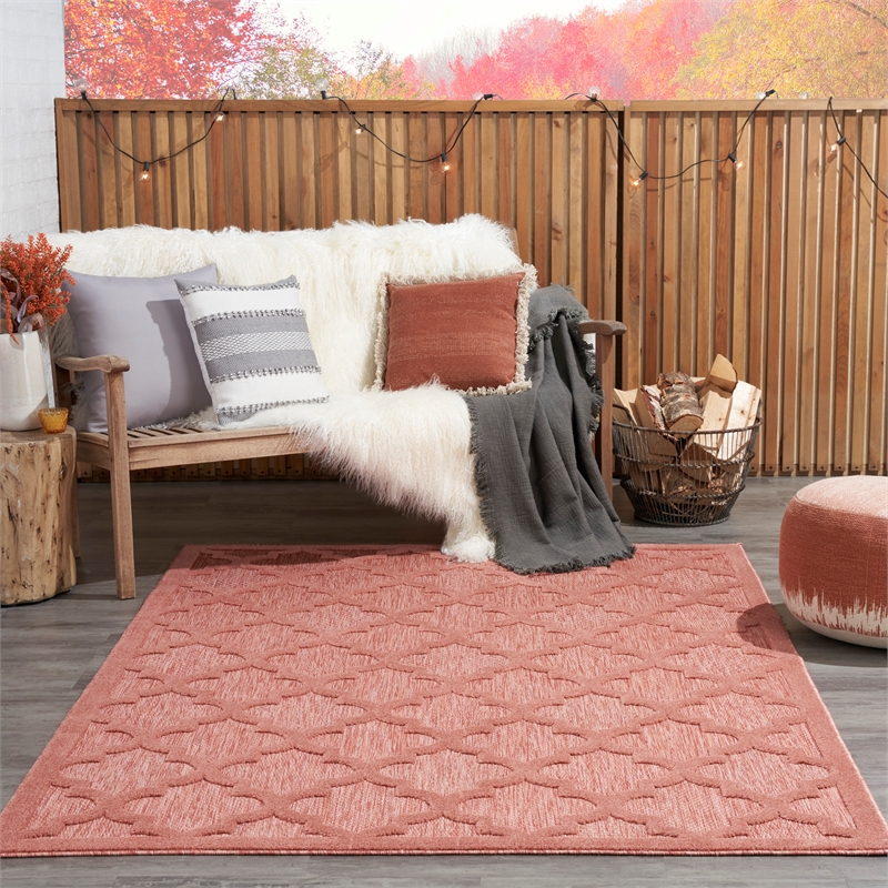 Nourison Easy Care 4' x 6' Coral/Orange Indoor/Outdoor Rug