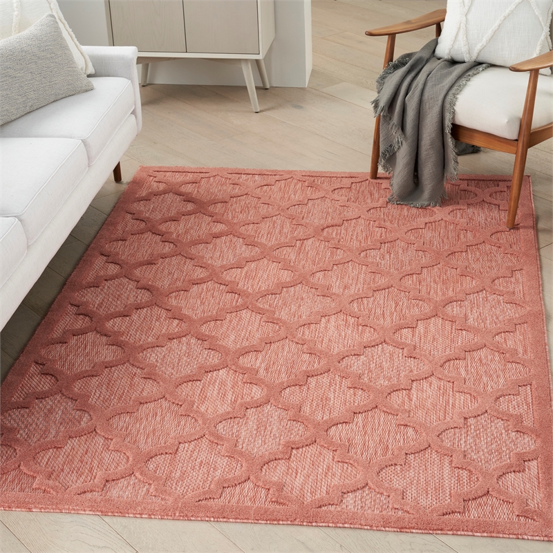 Nourison Easy Care 4' x 6' Coral/Orange Indoor/Outdoor Rug
