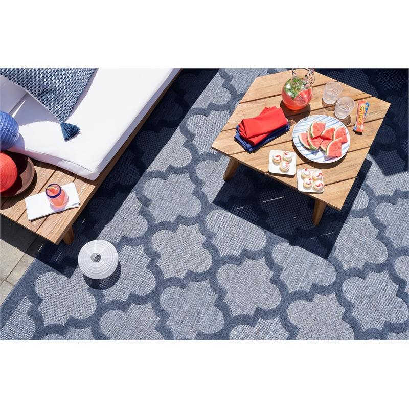 Nourison Easy Care 4' x 6' Denim Blue Indoor/Outdoor Rug