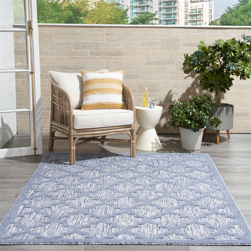 Nourison Easy Care 4' x 6' Denim Blue Indoor/Outdoor Rug