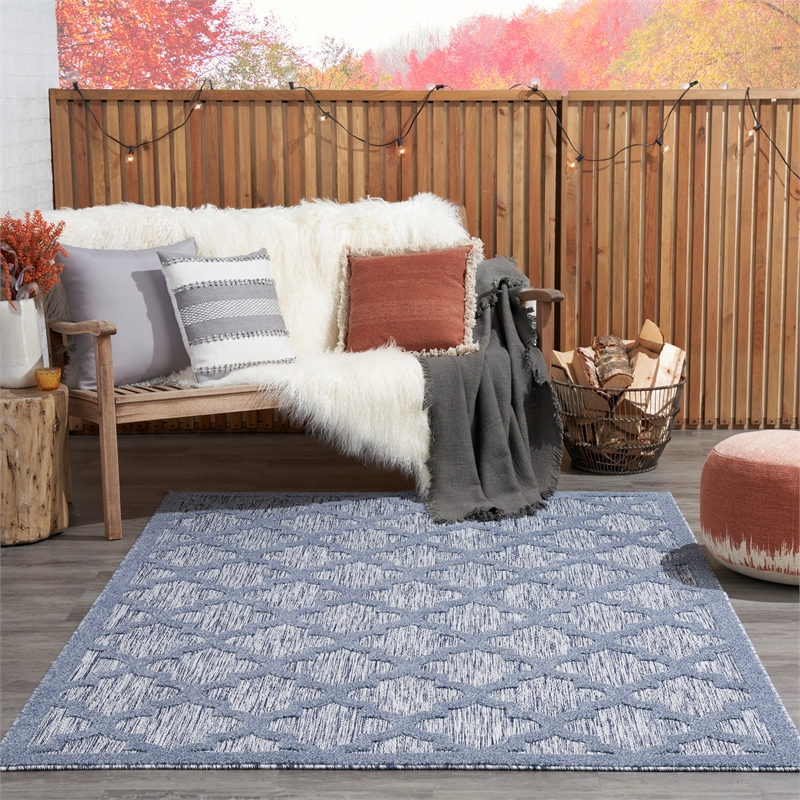 Nourison Easy Care 4' x 6' Denim Blue Indoor/Outdoor Rug