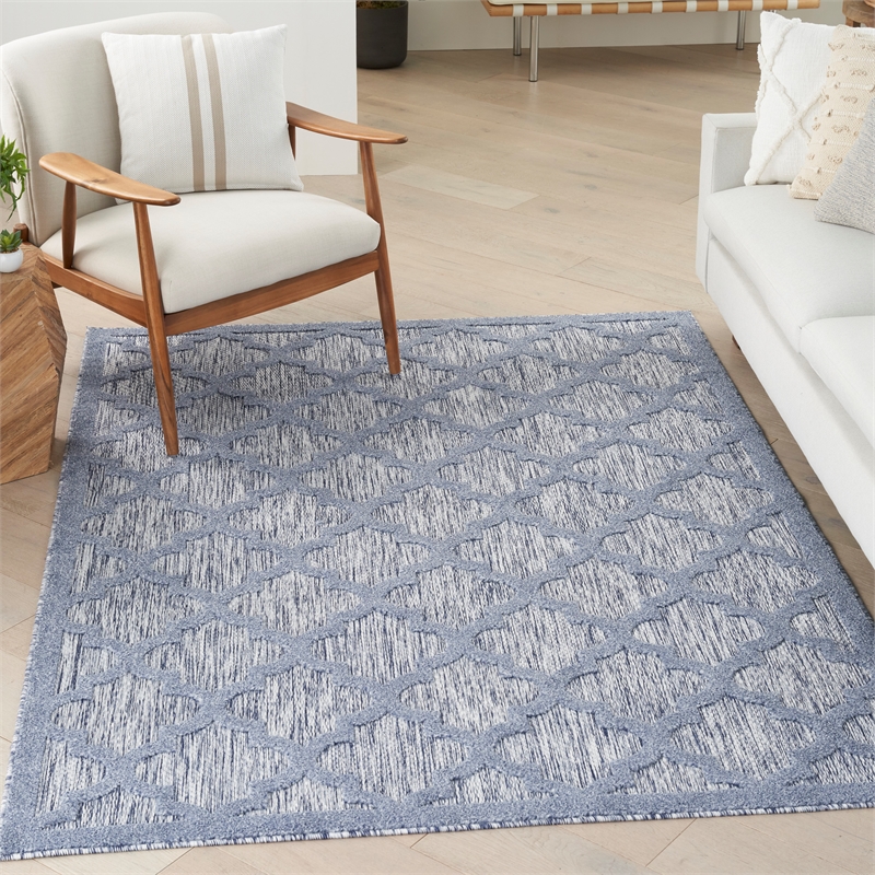 Nourison Easy Care 4' x 6' Denim Blue Indoor/Outdoor Rug