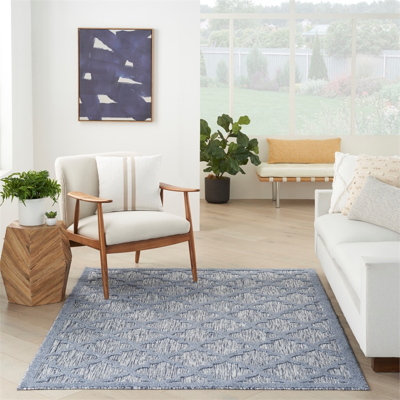 Nourison Easy Care 4' x 6' Denim Blue Indoor/Outdoor Rug
