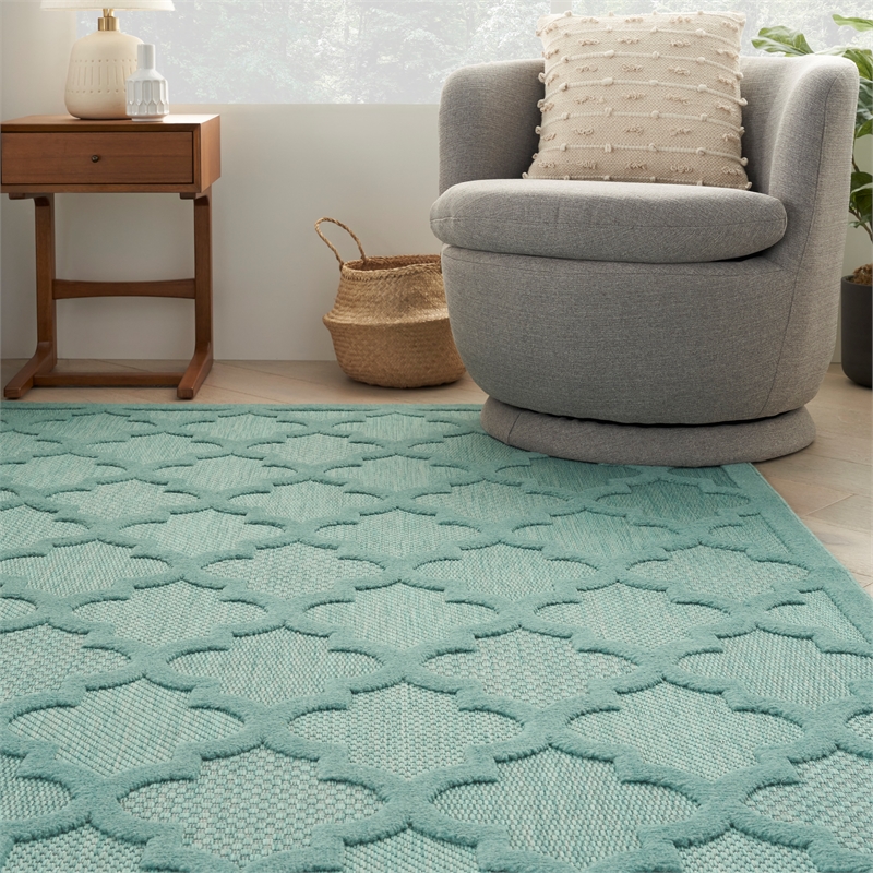 Nourison Easy Care 5' x 7' Aqua/Teal Indoor/Outdoor Rug