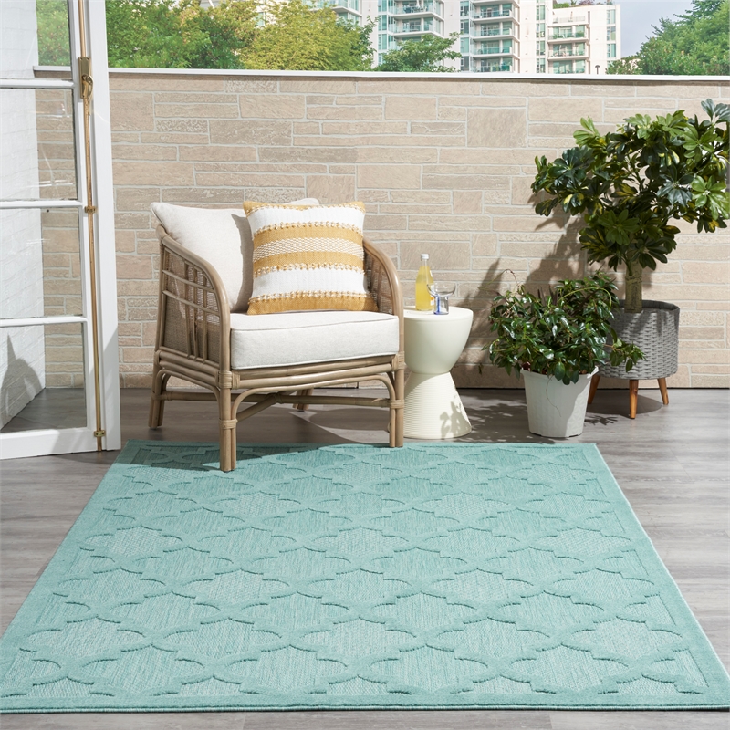 Nourison Easy Care 5' x 7' Aqua/Teal Indoor/Outdoor Rug