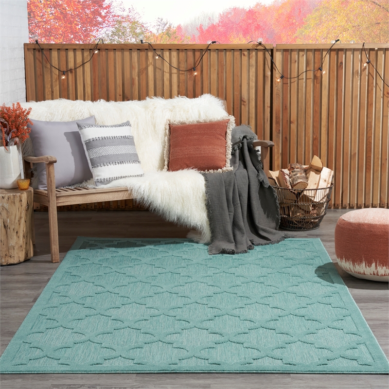Nourison Easy Care 5' x 7' Aqua/Teal Indoor/Outdoor Rug