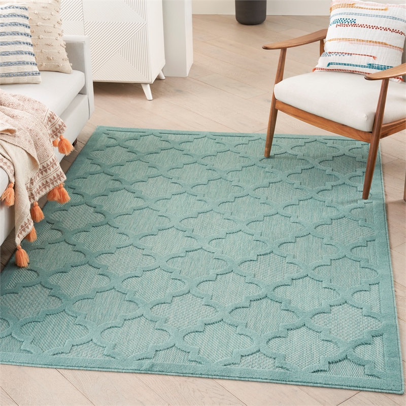 Nourison Easy Care 5' x 7' Aqua/Teal Indoor/Outdoor Rug