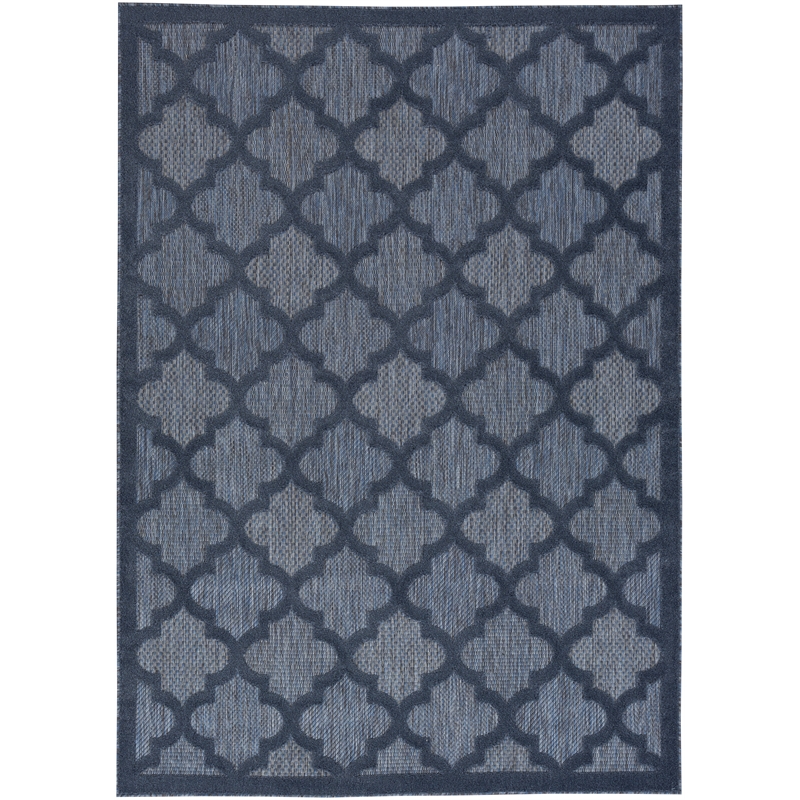 Nourison Easy Care 5' x 7' Fabric Navy Blue Modern Indoor/Outdoor Rug