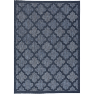 Nourison Easy Care 5' x 7' Fabric Navy Blue Modern Indoor/Outdoor Rug