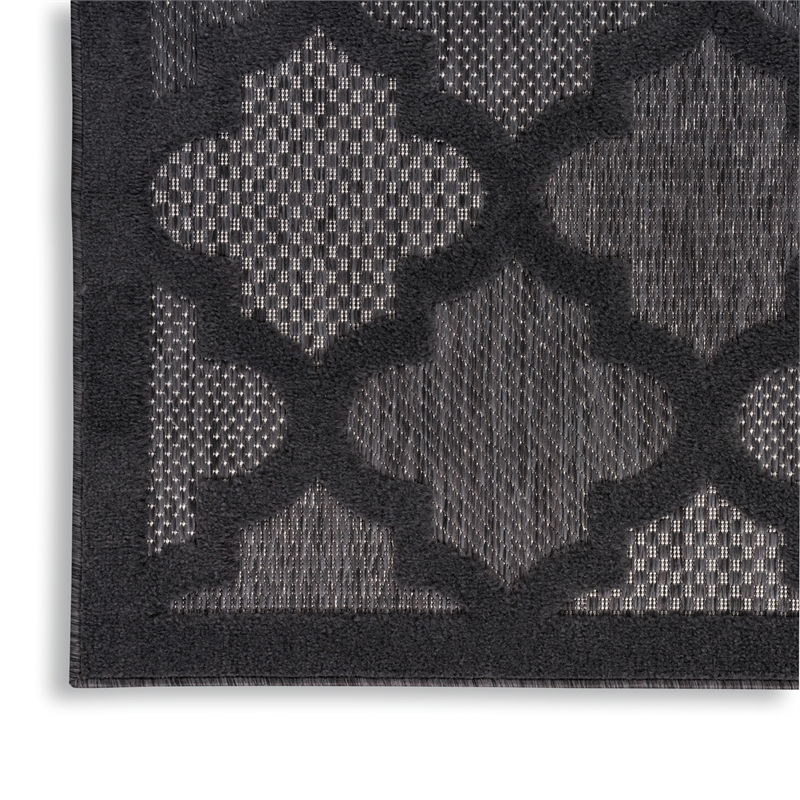 Nourison Easy Care 6' x 9' Fabric Charcoal Black Modern Indoor/Outdoor Rug