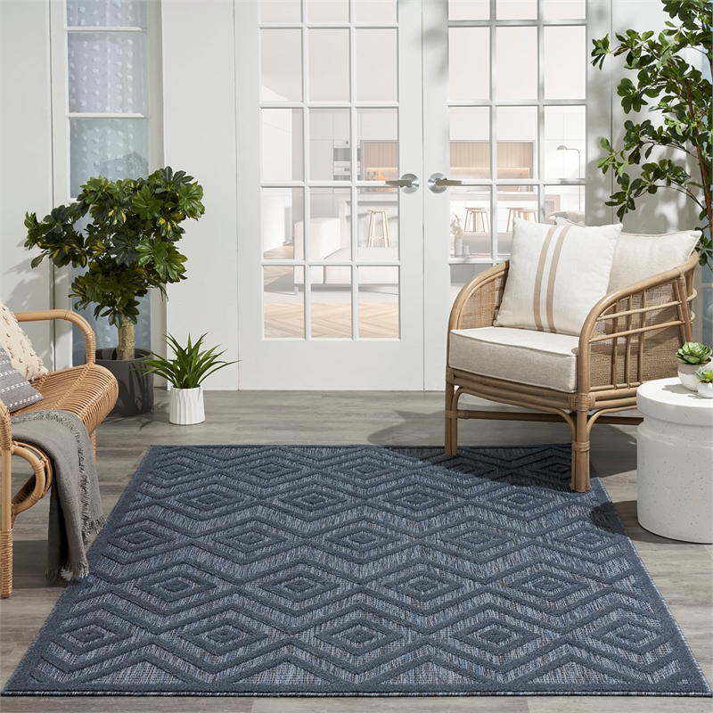 Nourison Versatile 4' x 6' Indoor/Outdoor Rug in Navy Blue