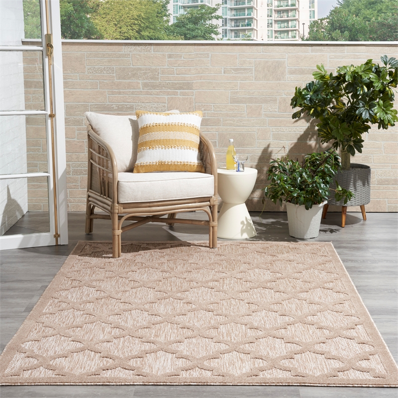 Nourison Easy Care 6' x 9' Fabric Natural Beige Modern Indoor/Outdoor Rug