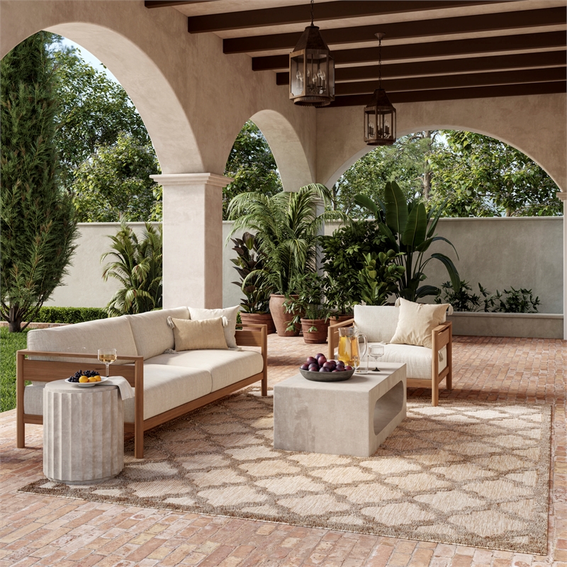 Nourison Easy Care 6' x 9' Fabric Natural Beige Modern Indoor/Outdoor Rug