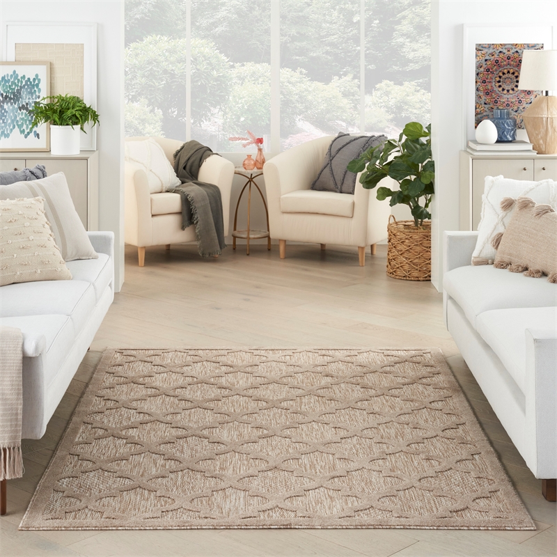 Nourison Easy Care 6' x 9' Fabric Natural Beige Modern Indoor/Outdoor Rug