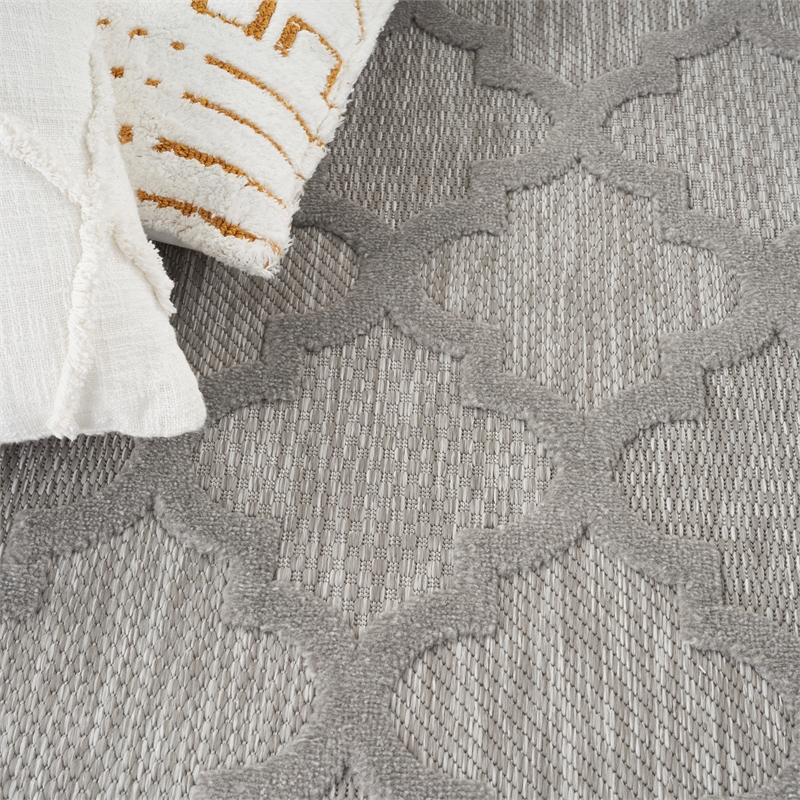Nourison Easy Care 6' x 9' Fabric Silver Gray Modern Indoor/Outdoor Rug