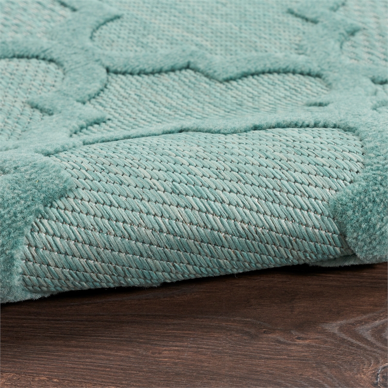Nourison Easy Care 7' x 10' Aqua Teal Fabric Modern Area Rug (7' x 10')