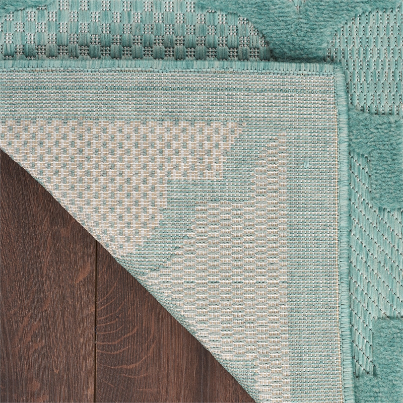 Nourison Easy Care 7' x 10' Aqua Teal Fabric Modern Area Rug (7' x 10')