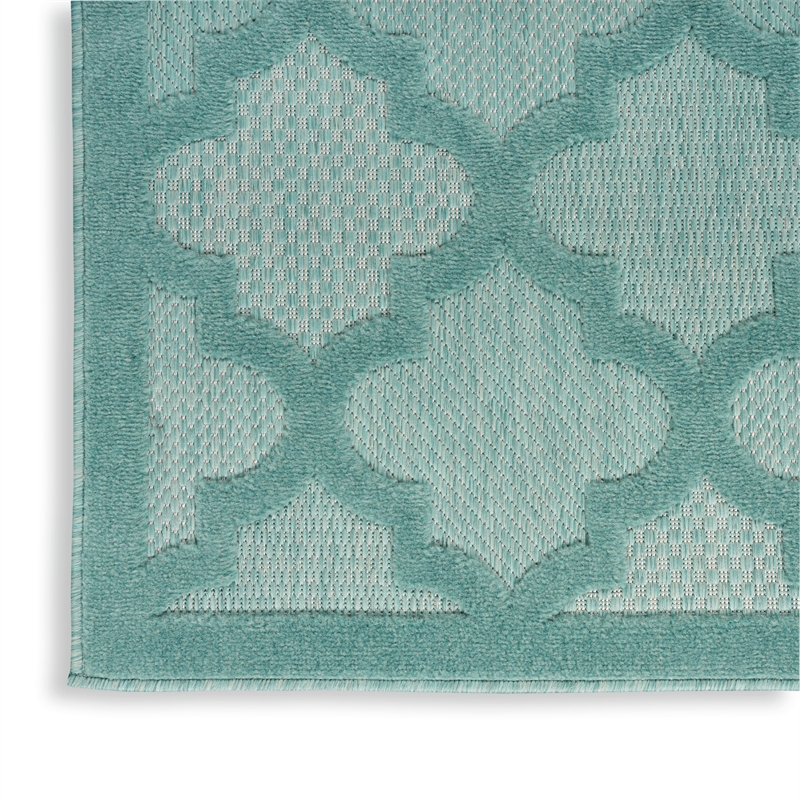 Nourison Easy Care 7' x 10' Aqua Teal Fabric Modern Area Rug (7' x 10')