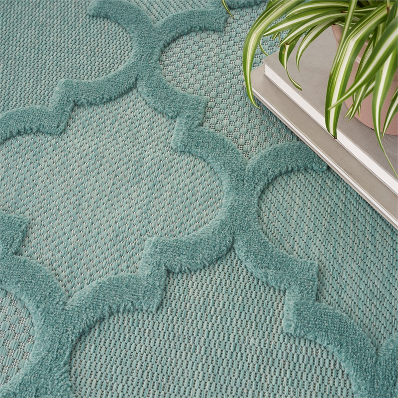 Nourison Easy Care 7' x 10' Aqua Teal Fabric Modern Area Rug (7' x 10')