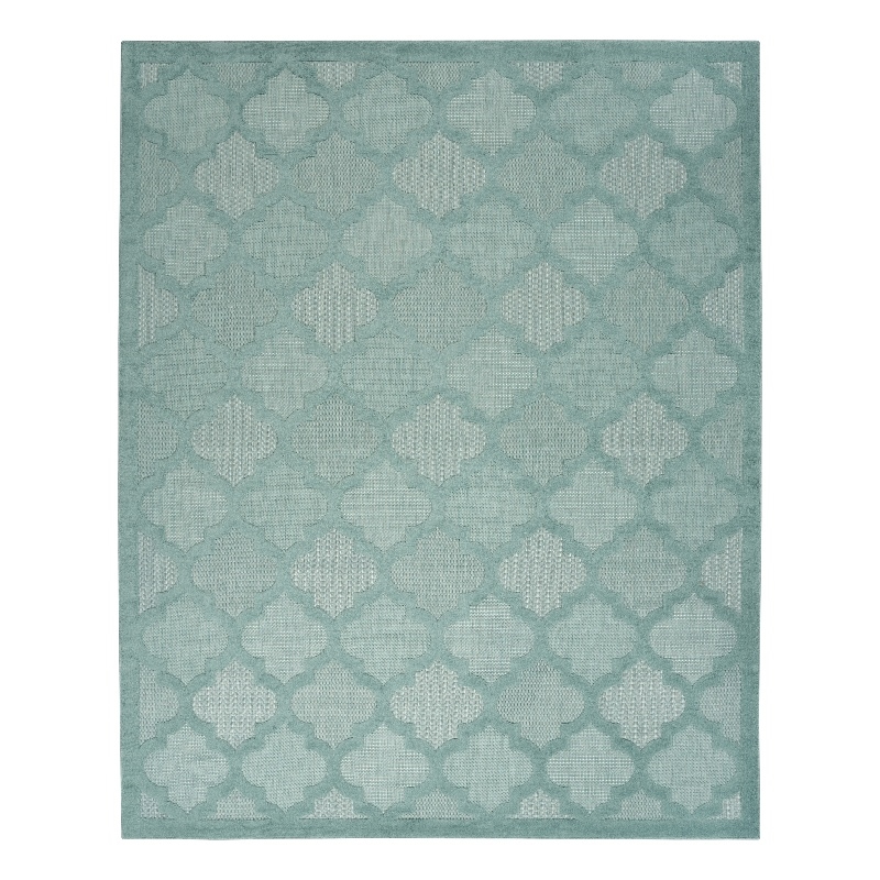 Nourison Easy Care 7' x 10' Aqua Teal Fabric Modern Area Rug (7' x 10')