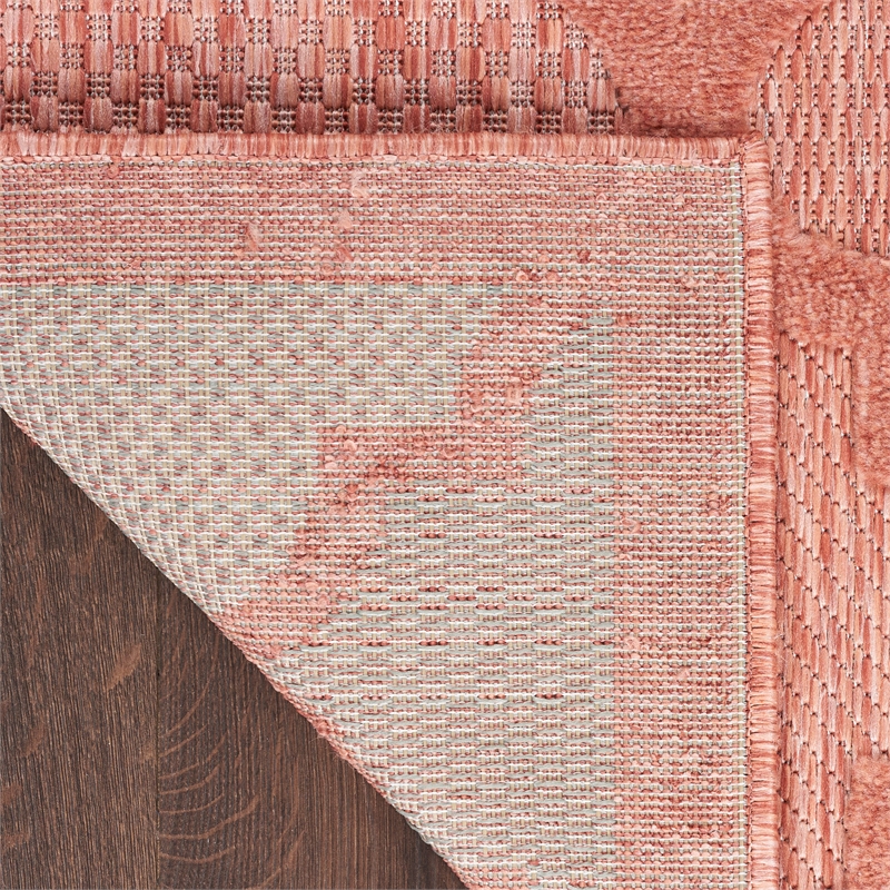 Nourison Easy Care 7' x 10' Fabric Coral Orange Modern Indoor/Outdoor Rug